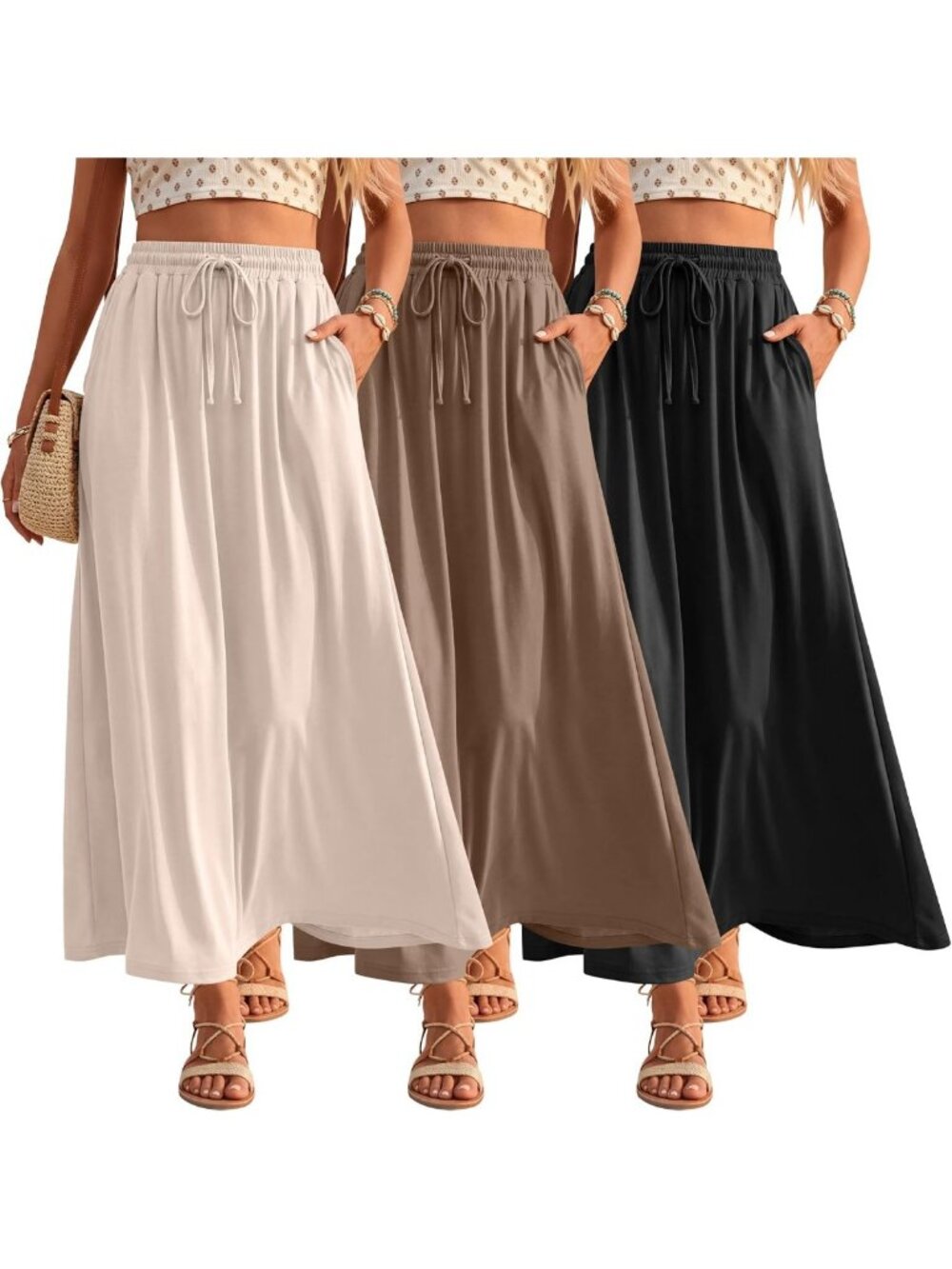 3 Pack Women's Summer Maxi Skirts - Lightweight, Flowy, Versatile Styles